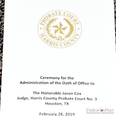 Judge Jason Cox, Harris County Probate Court #3 - Investiture & Celebration  <br><small>Feb. 28, 2019</small>