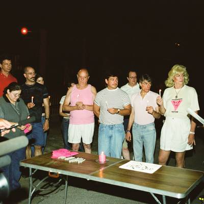 Q-Patrol Candlelight Vigil for 10th Anniversary of murder of Paul Broussard <br><small>July 4, 2001</small>