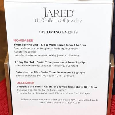 Jared The Galleria Of Jewelry Hosts A Sip & Wish Soriee At Jared Memorial City <br><small>Nov. 2, 2023</small>